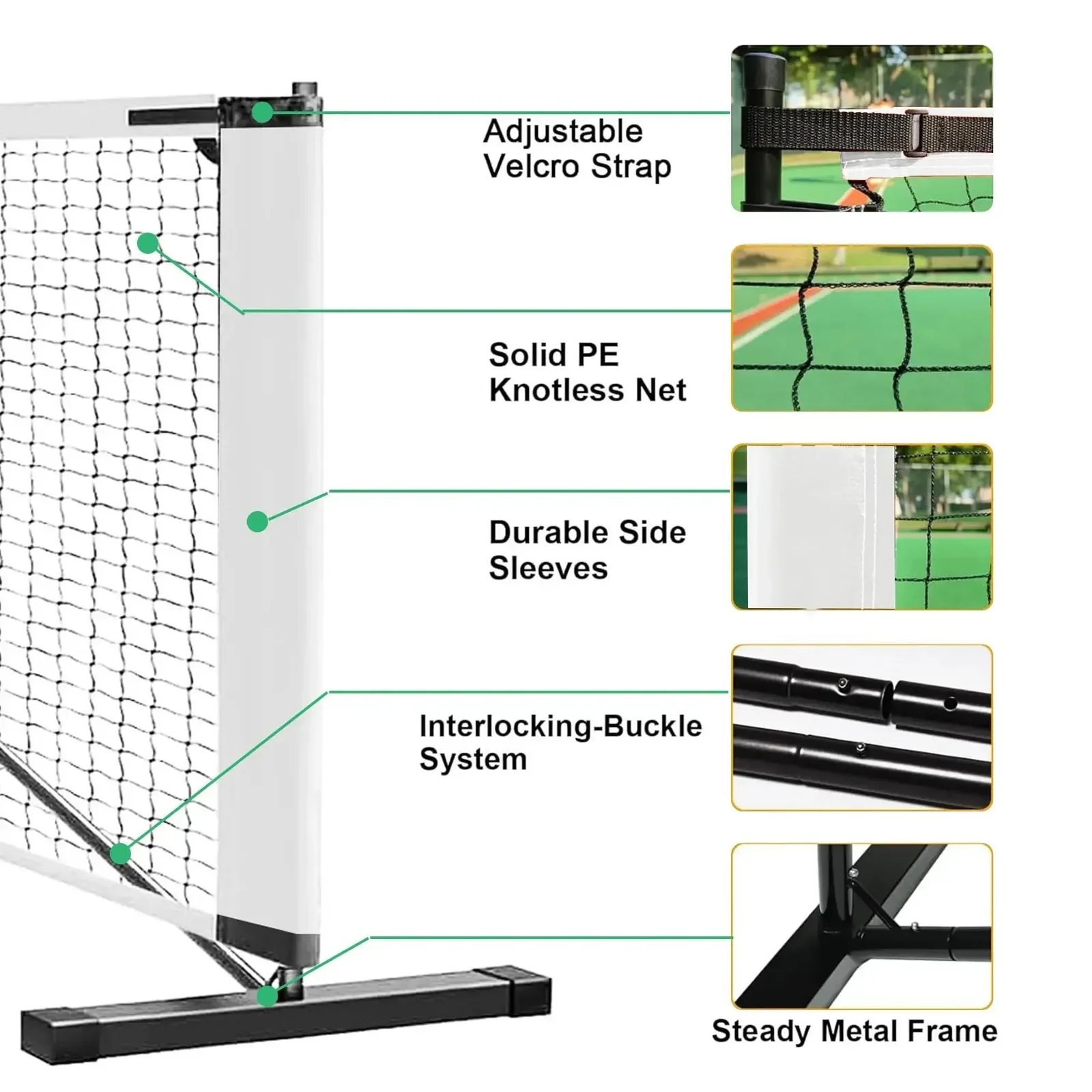 Filet de pickleball portable + 4 raquettes bois, vue 5